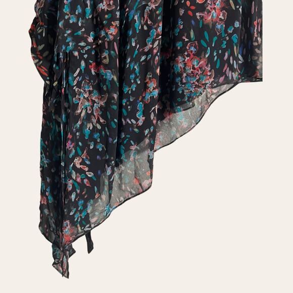 IRO Blink Black Petal Print Asymmetric Chiffon Skirt Size 6 - Picture 14 of 16